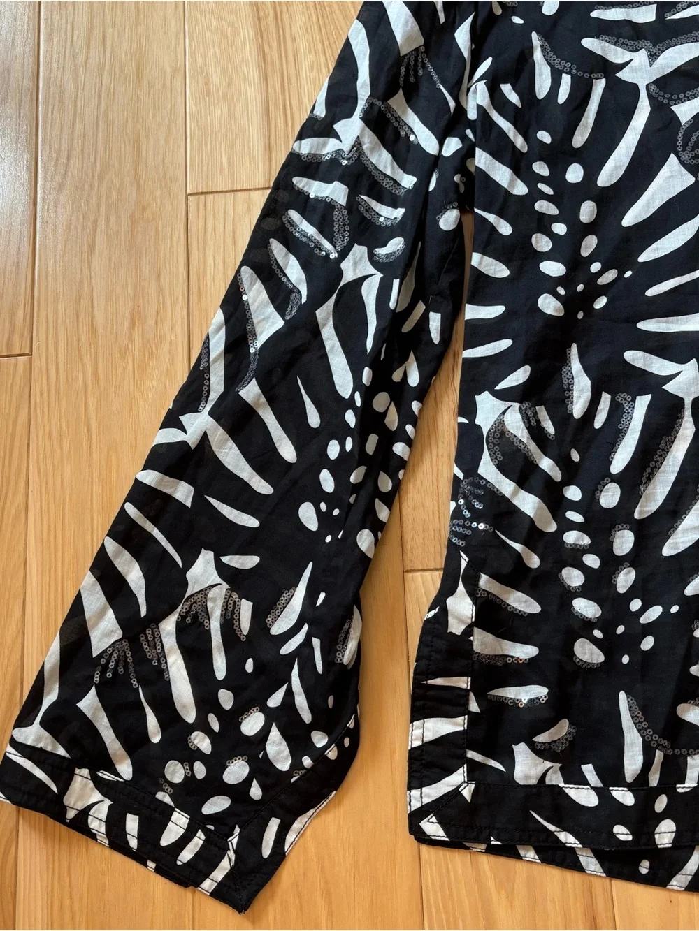 Tory Burch Black White Patterned Sequin Embellished Cotton Swim Coverup